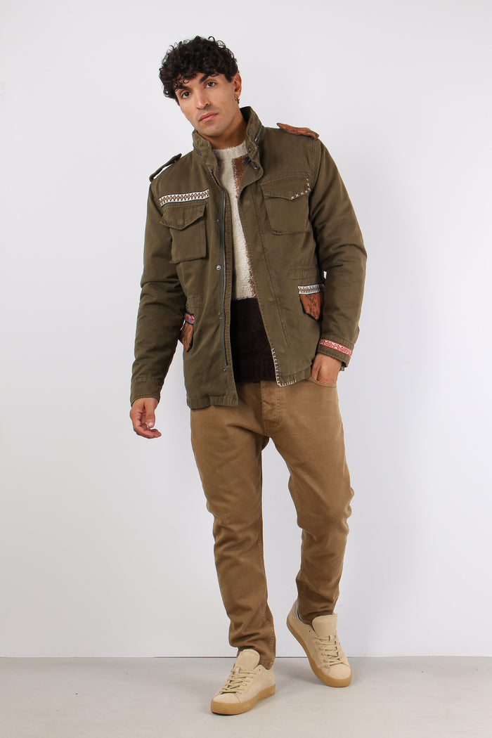 Giubbotto Sahariano Toppe Militare-4