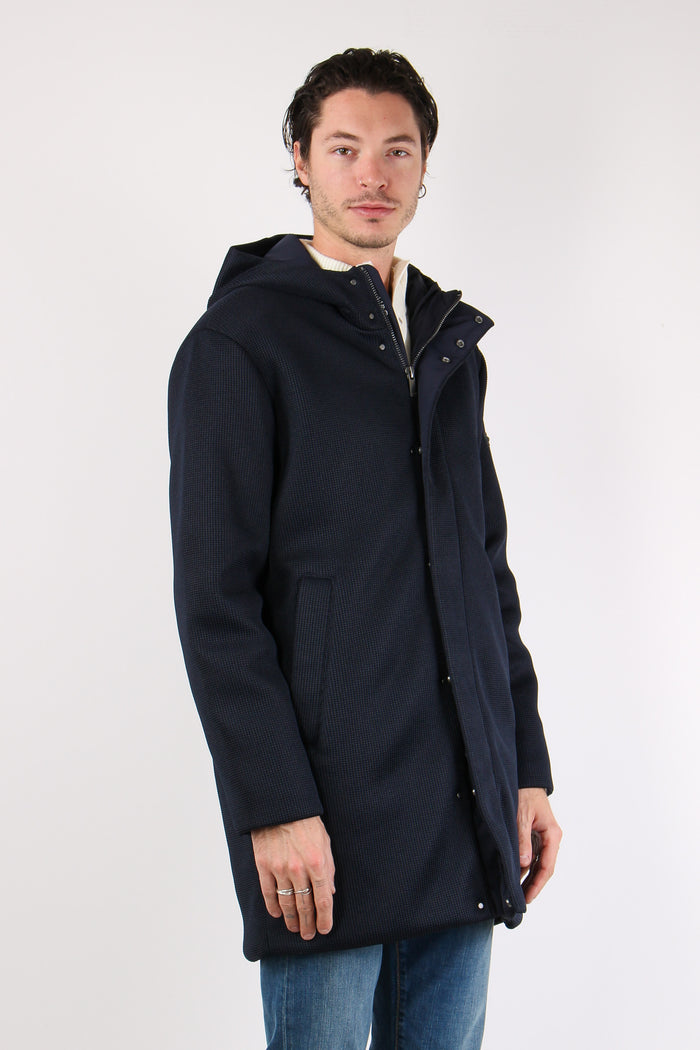 Parka Cappuccio Tricotech Blu Navy-7