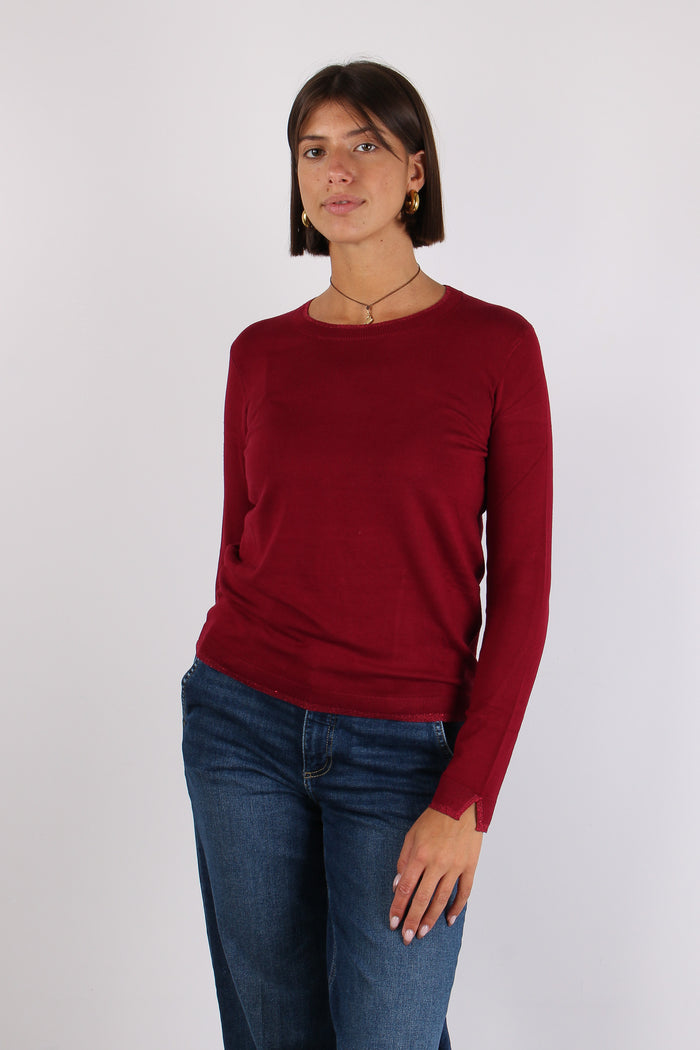 Maglia Gircollo Viscosa Lurex Bianco Lana-4