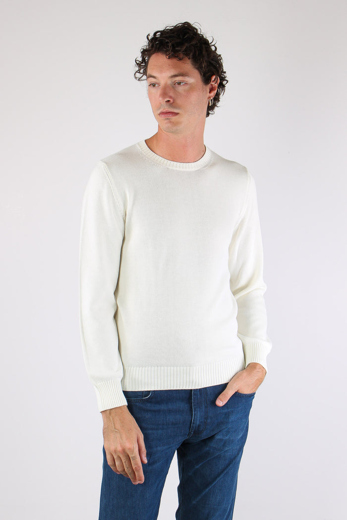 Maglia Girocollo 2 Fili 100% Cotone Panna-3