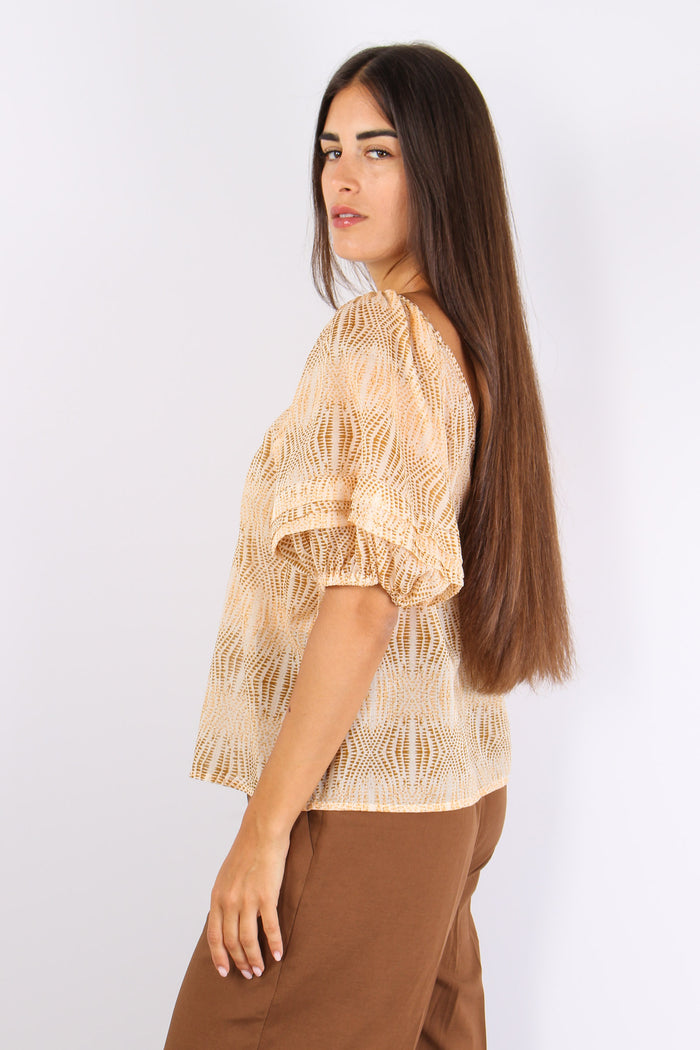 Top Manica Ampia Fantasia Naturale-3