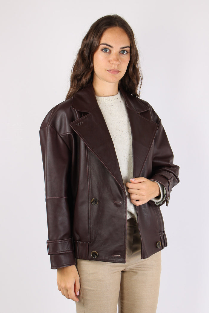 Mlspallore Bomber Pelle Bordeaux-7