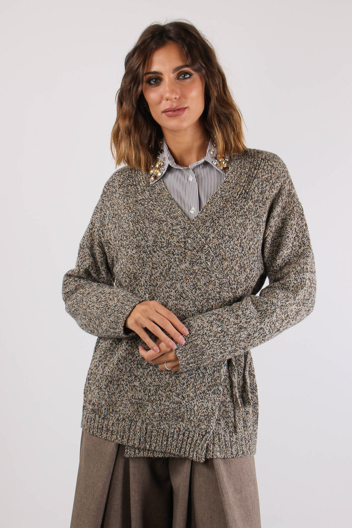Cardigan Lacci Moulinee Nero/cammello-2