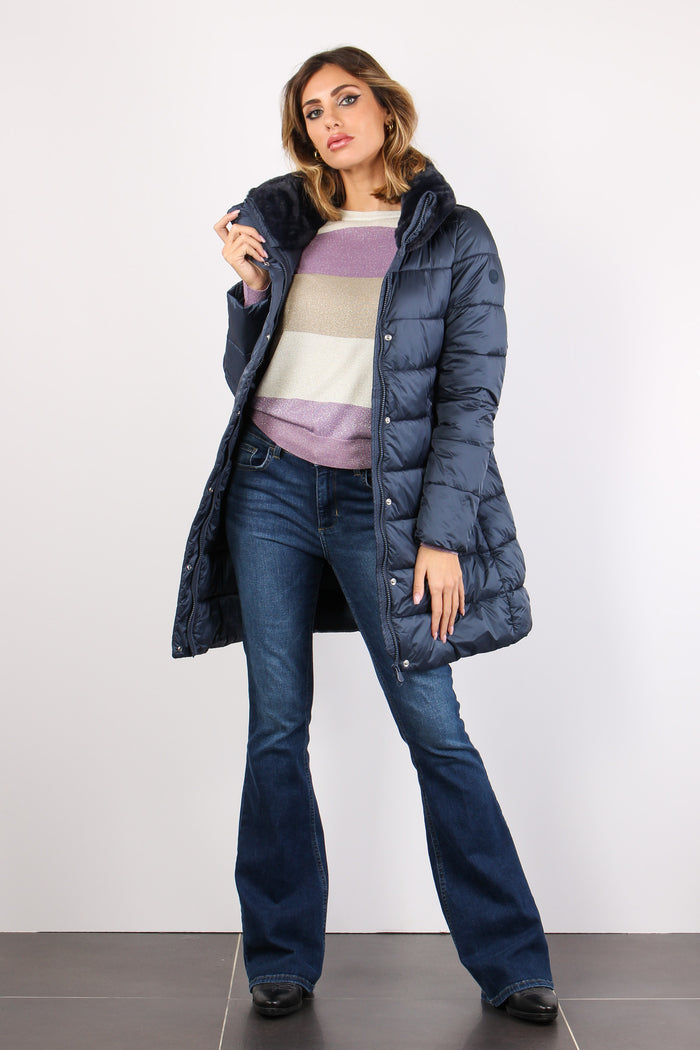 Dalea Cappotto Collo Pellicc Night Blue-4