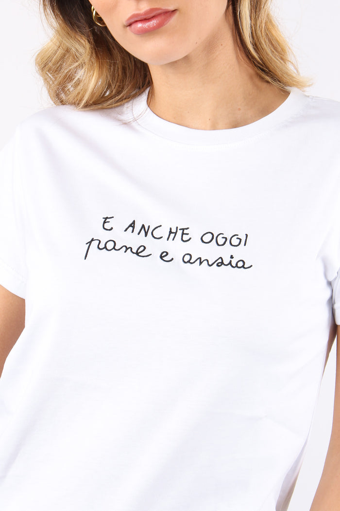 T-shirt Ricamo Pane E Ansia Bianco-6