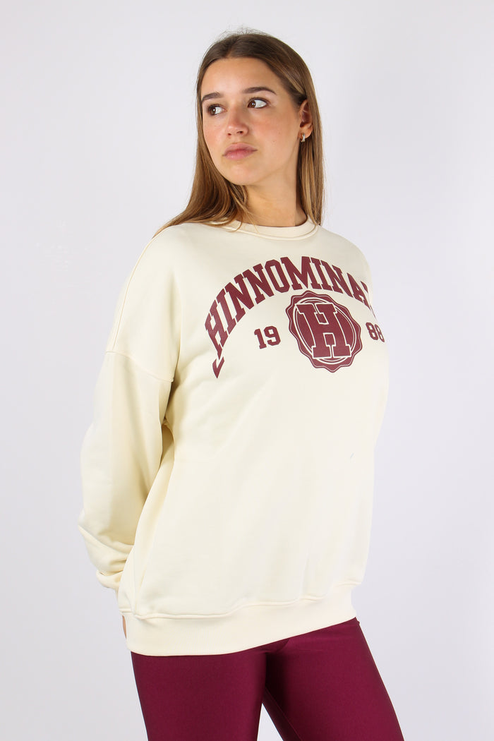 Felpa College Bianco Burro-6