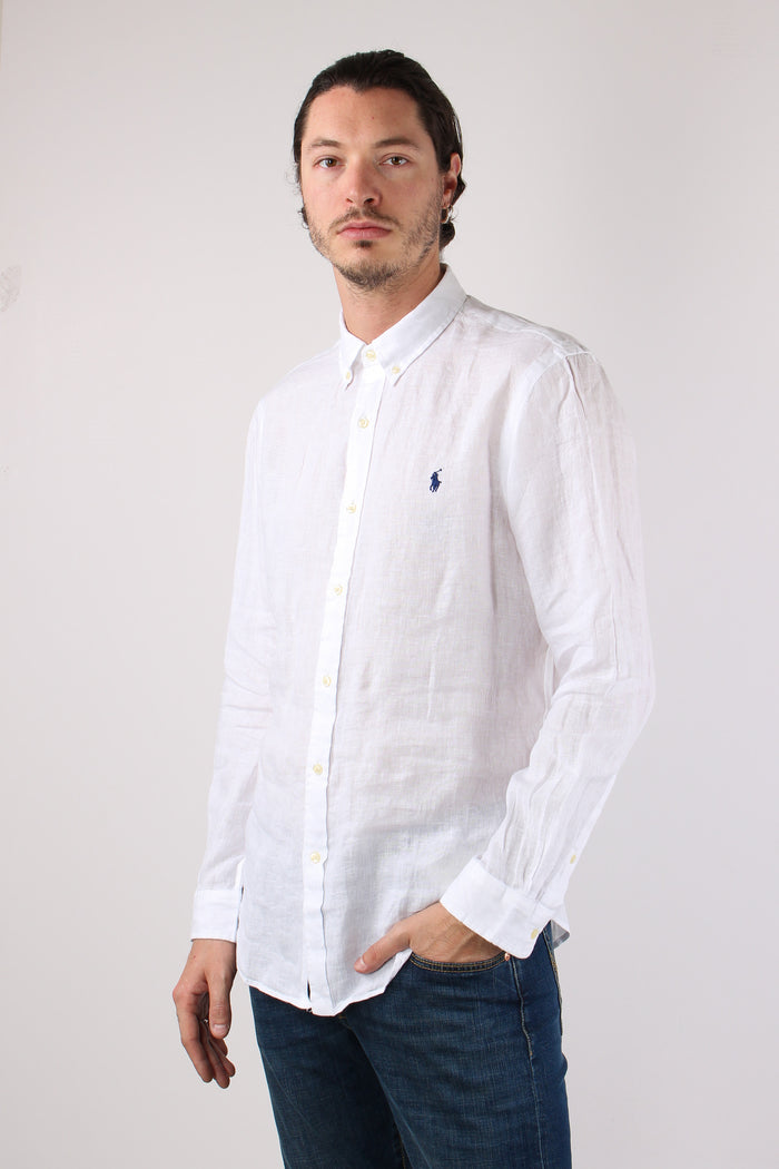 Camicia Lino Slim Fit White-5