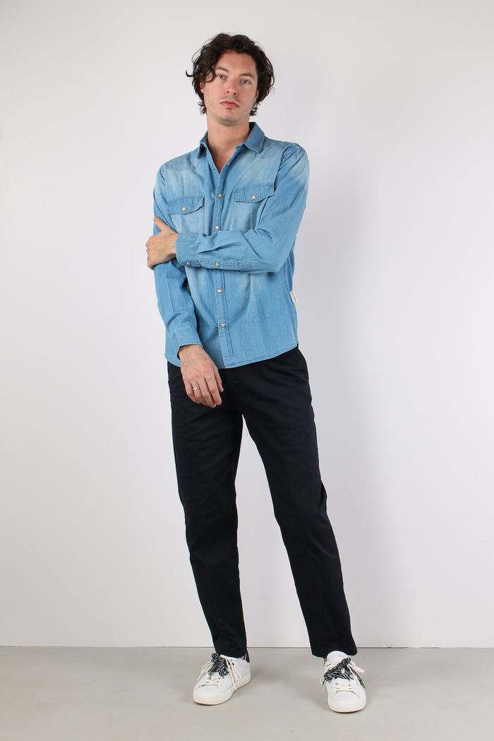 Camicia Denim Leggero Denim Chiaro-4