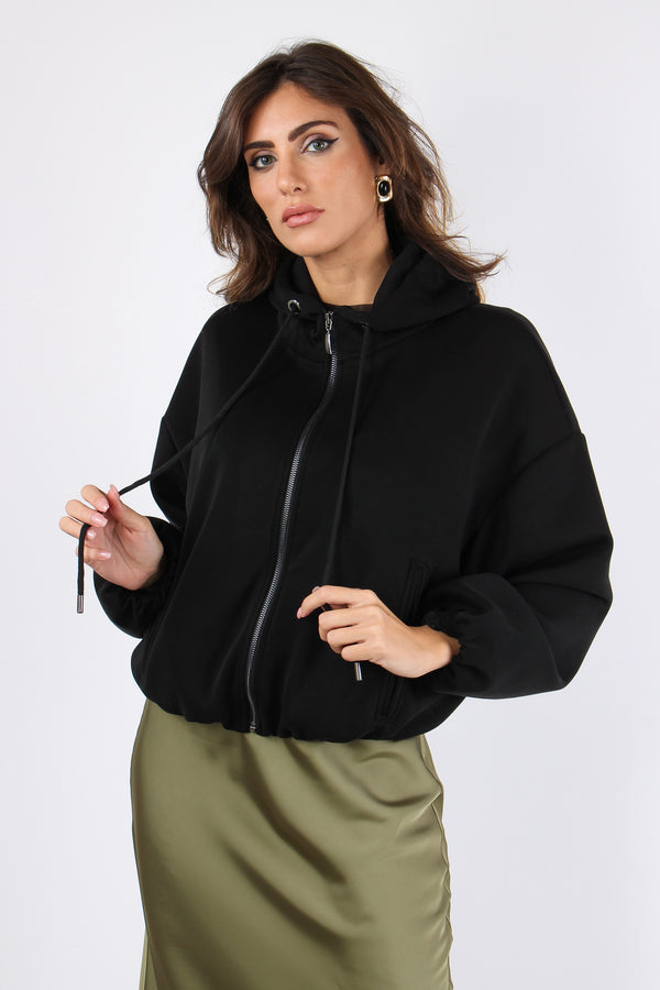 Felpa Modal Fodera Cappuccio Nero