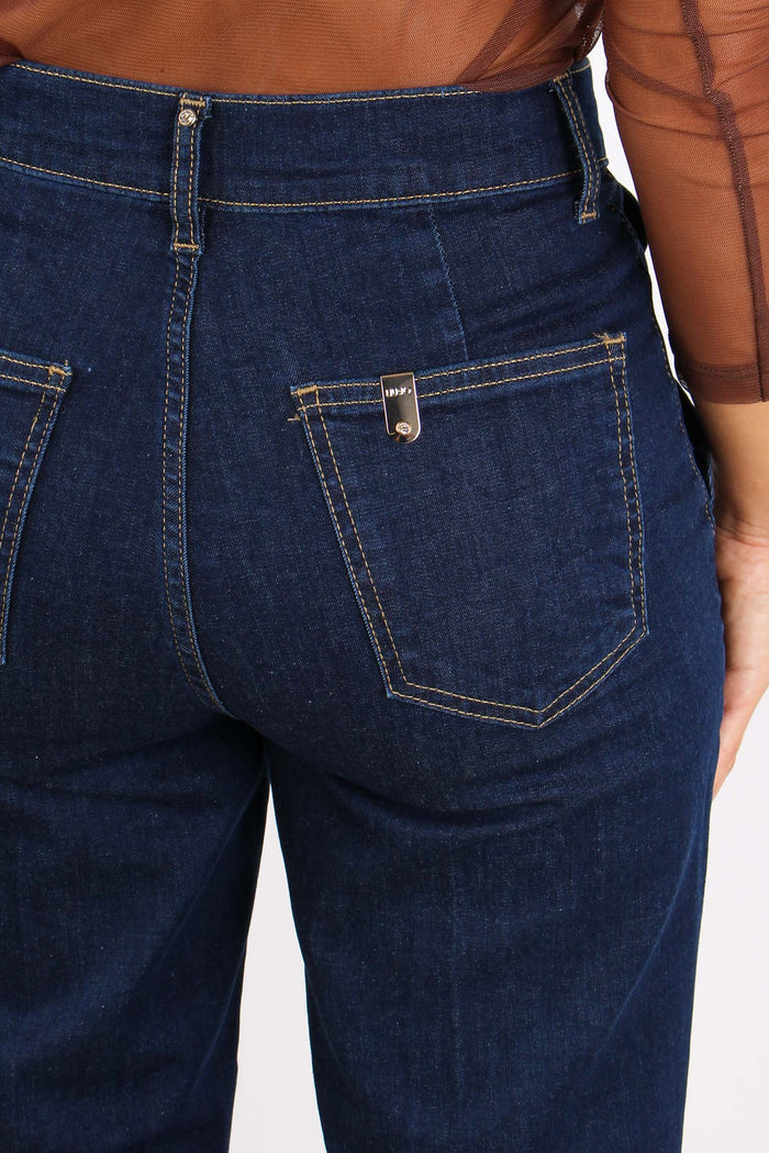 Denim Cropped Risvolto Denim Scuro-8