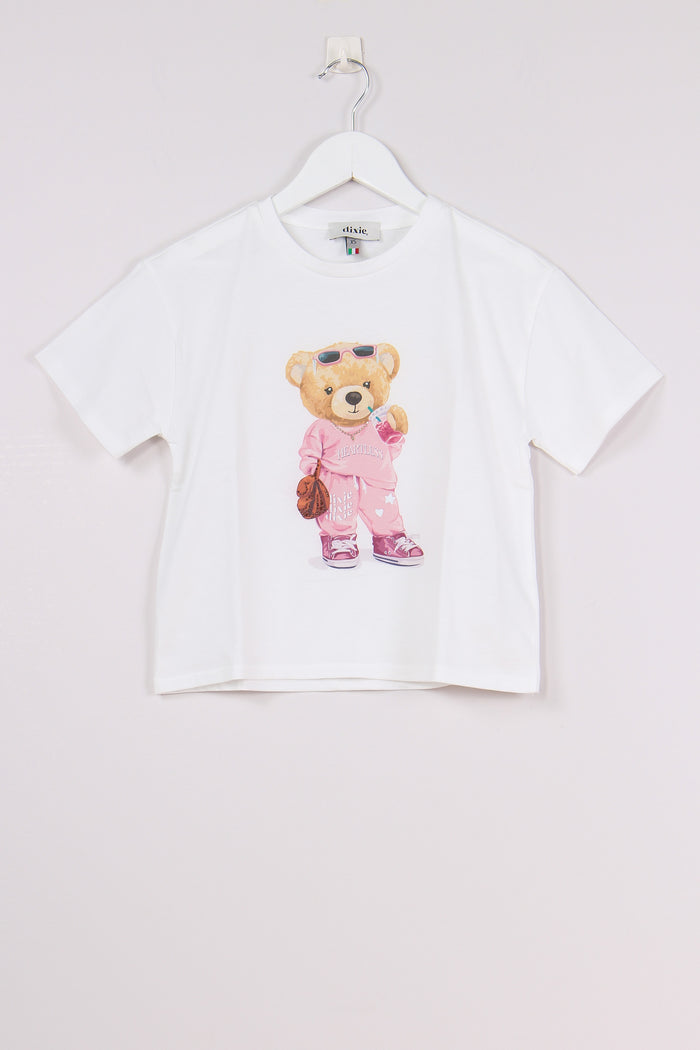 T-shirt Orsetto Strass Off White