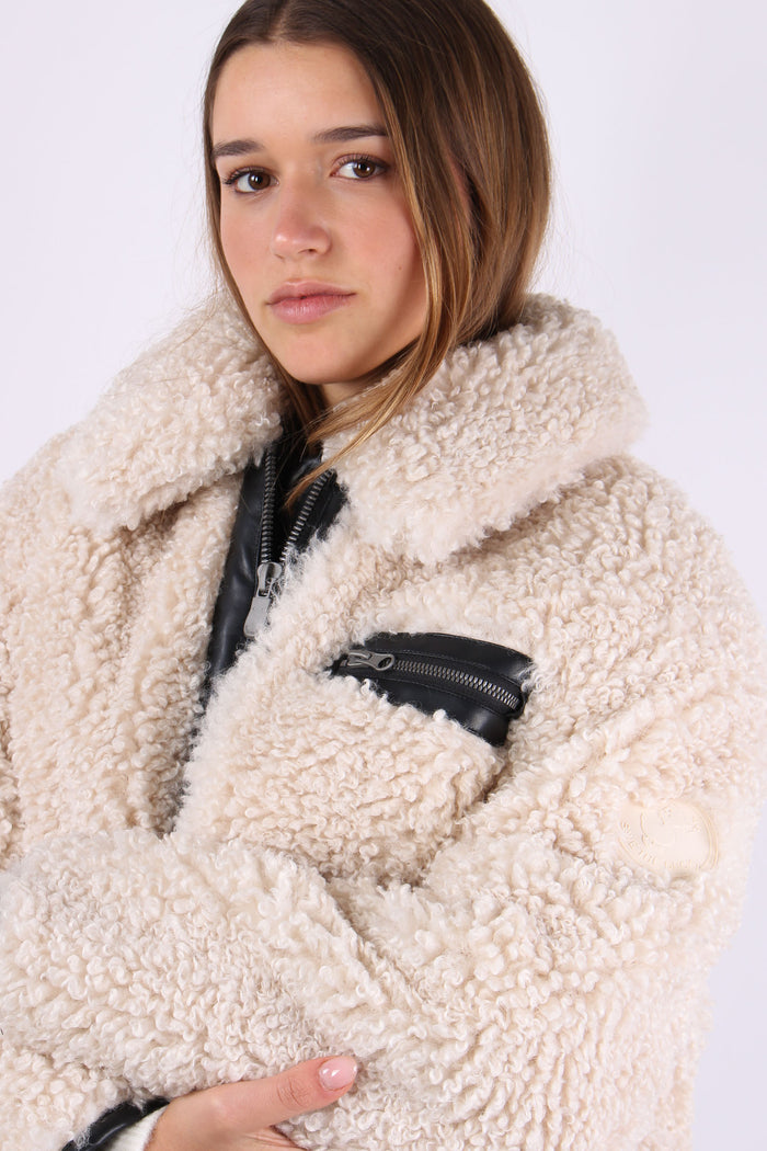 Hester Giubbotto Teddy Zip Eco Beige-8