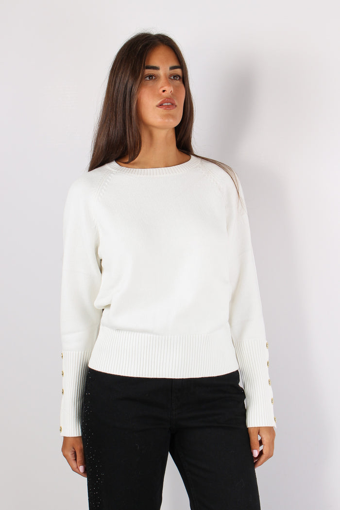 Arwan Maglia Bottoni Manica Latte-7