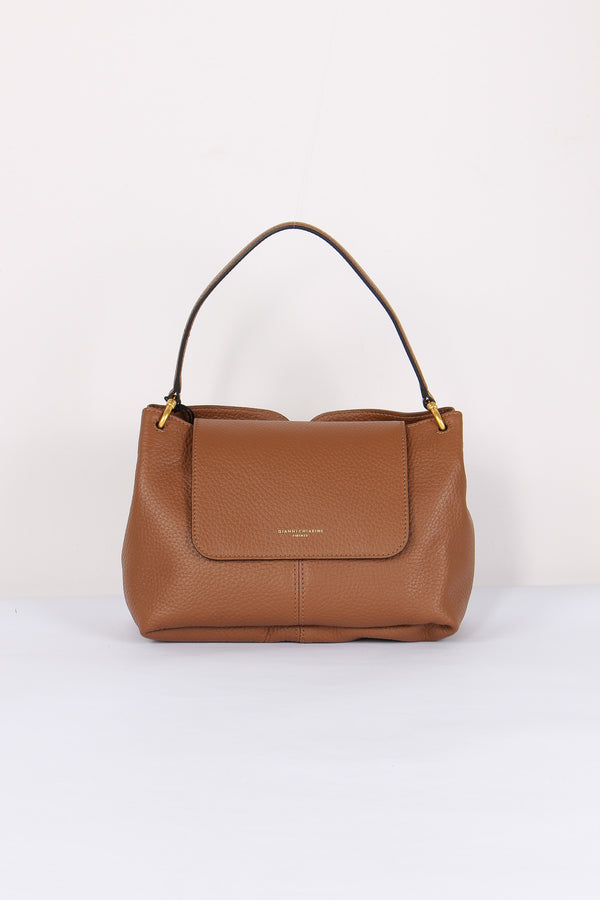 Sandra Shopping Patta Pelle Martellata Marrone