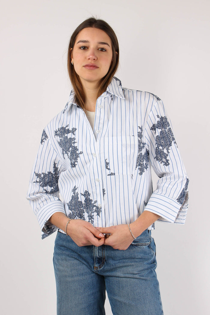 Camicia Riga Stampa Pizzo Bianco/blu-7