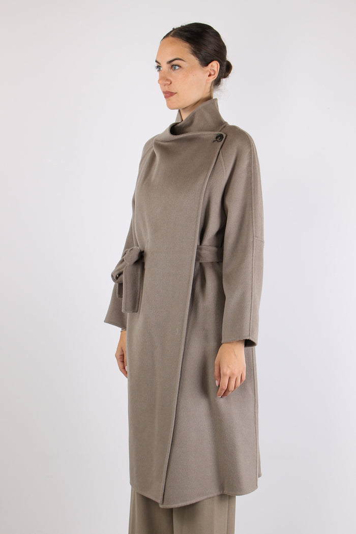Cappotto Lana Cinturato Fango-6