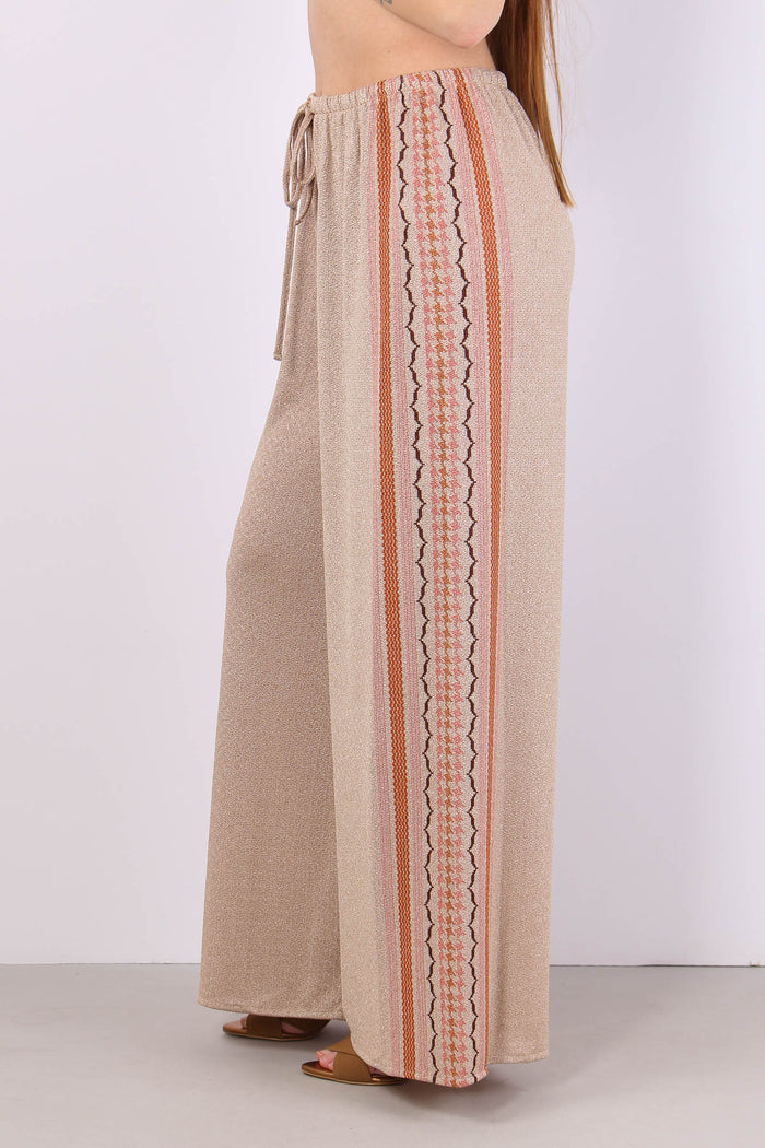 Pantalone Palazzo Lurez Fantasia Beige-6