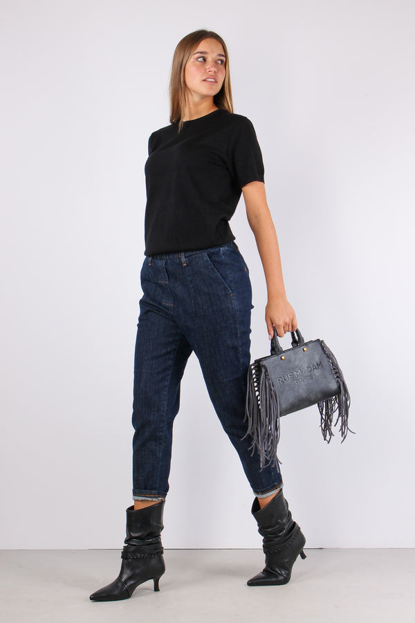 Denim Elastico Vita Denim Scuro