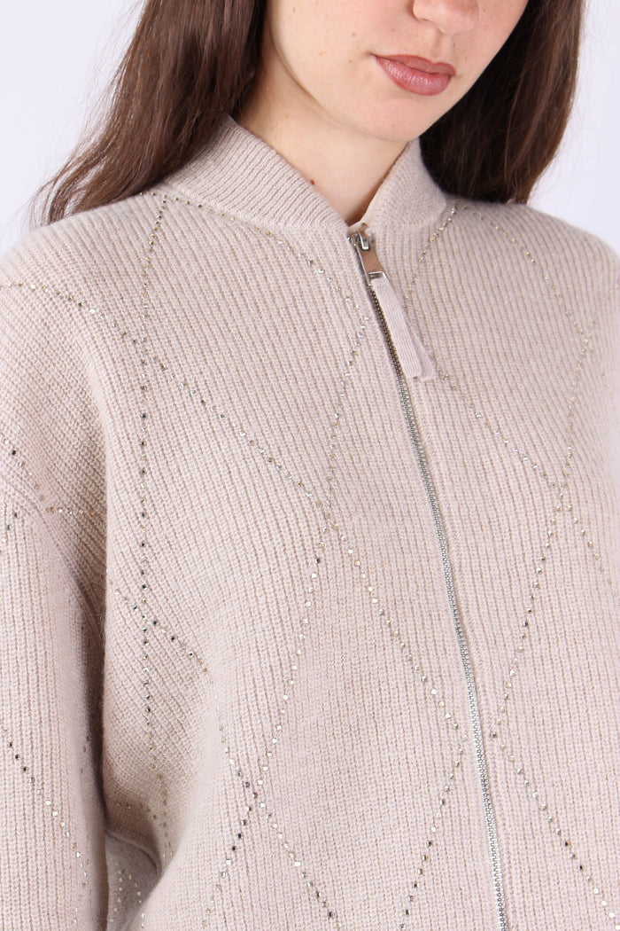 Giacca Ricamo Strass Beige-8