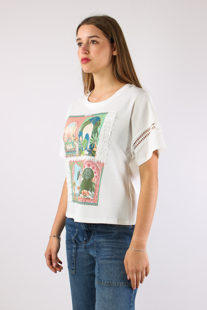 T-shirt Multi Patch Bianco-5