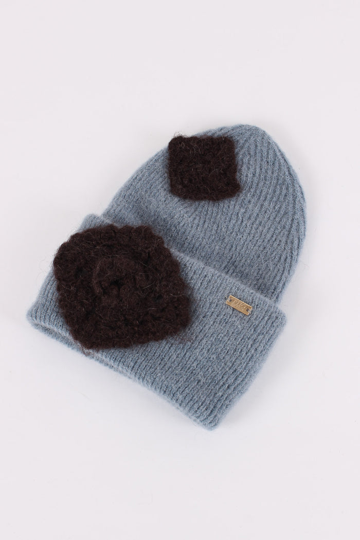 Cuffia Inserto Uncinetto Denim/cioccolato-2