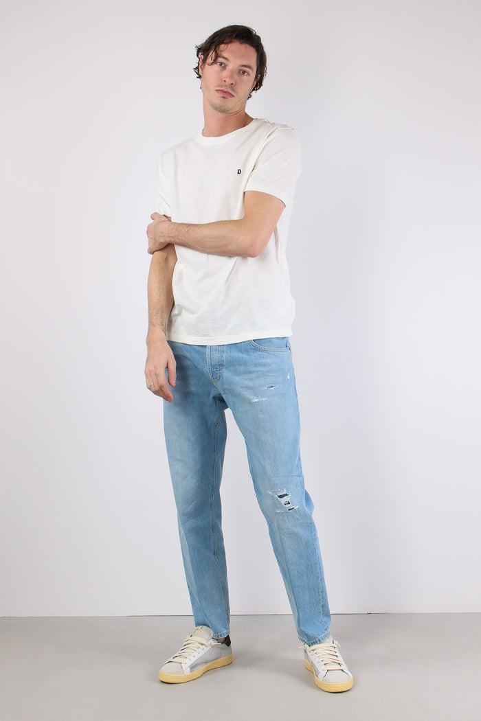 T-shirt Cotone Fiammato Logo Alabastro-5