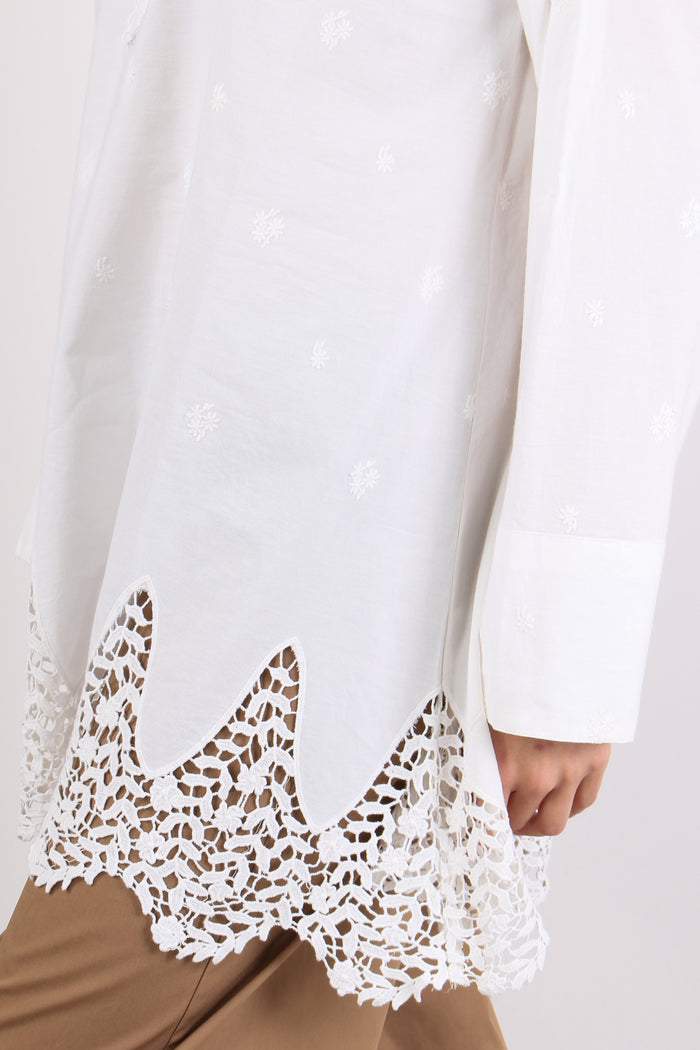 Camicia Lunga Inserto Pizzo Panna-8