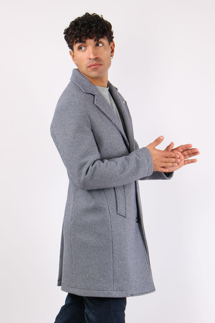Cappotto Monopetto Puntinato Blu-6