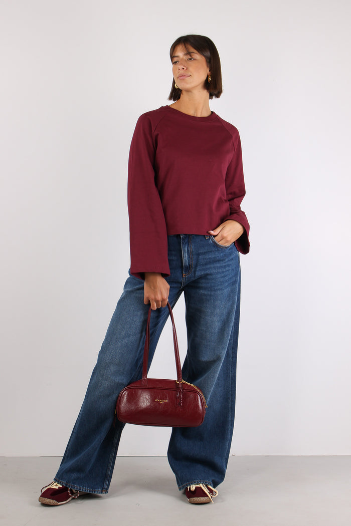 T-shirt Cotone Manica Svasata Bordeaux-6