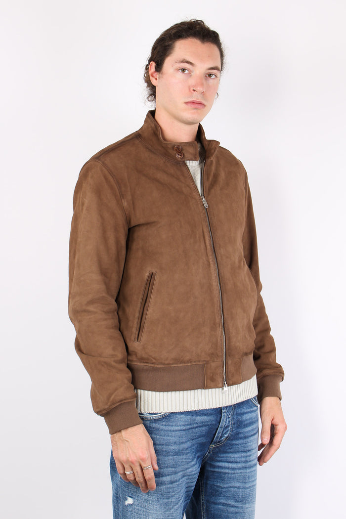 Giubbotto Bomber Scamosciato Brownish-4