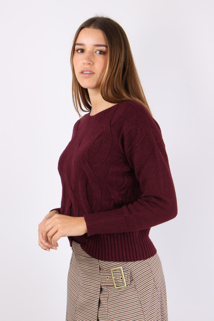 Maglia Viscosa Treccia Bordeuax-5