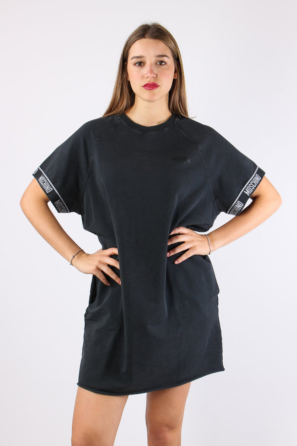 Maxi Felpa Scritta Manica Nero-2