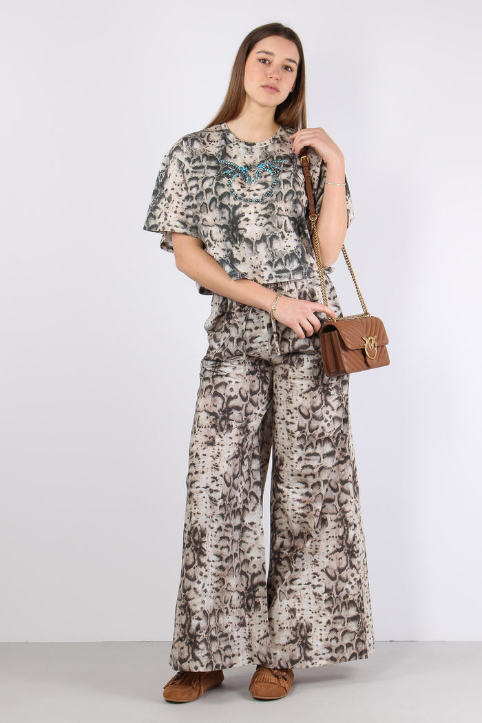 Terni T-shirt Snake Ricamo Beige/nero-3