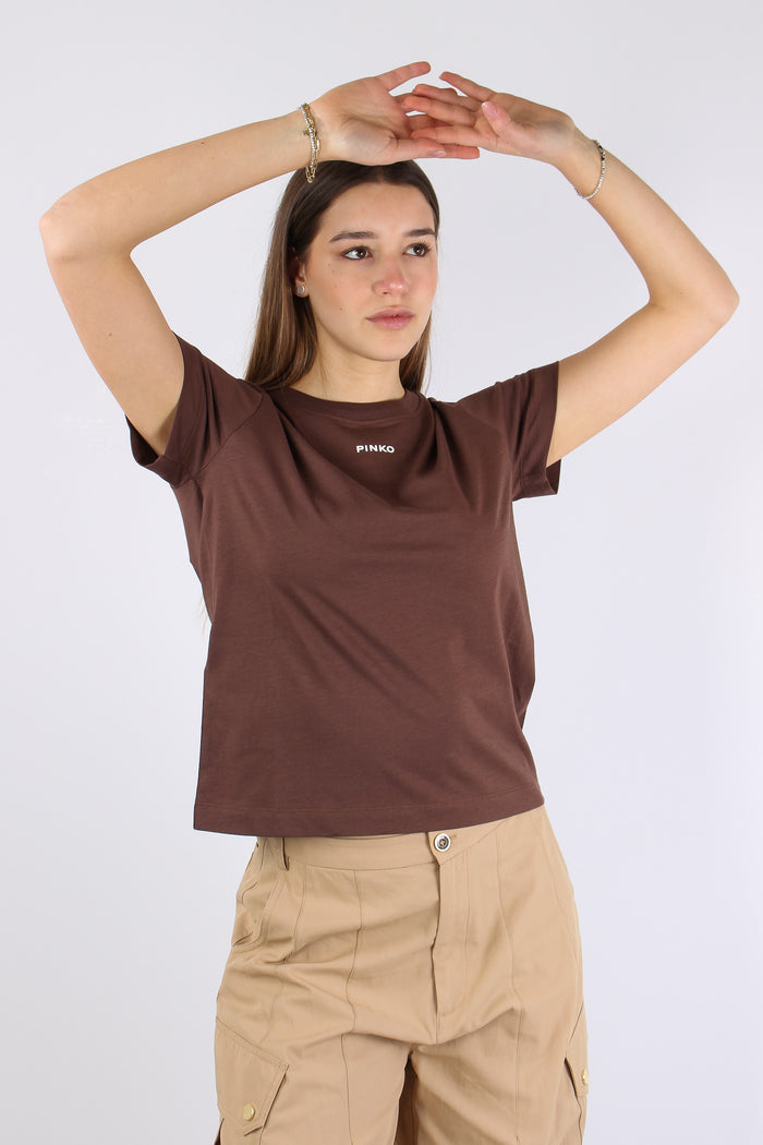 Basico T-shirt Jersey Logo Marrone-7