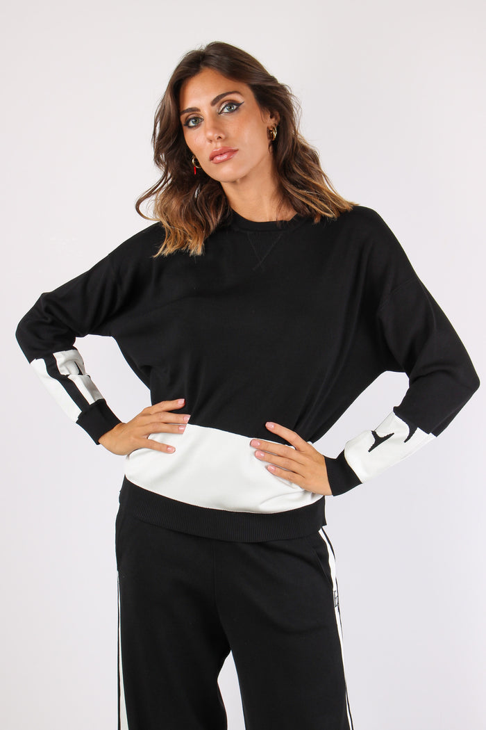 Maglia Banda Tricot Nero/milk-6