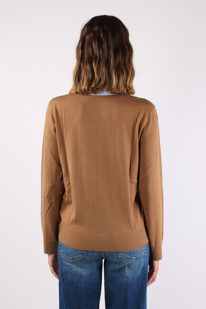 Maglia Colletto Strass Cocoa/pop Dusk-4