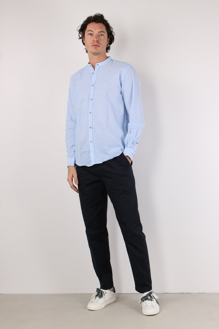 Camicia Lino Microriga Celeste-4