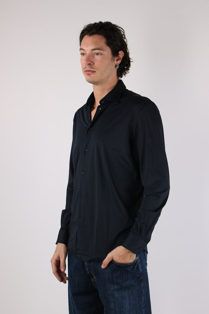 Camicia Tessuto Tecnico Blu Navy-3