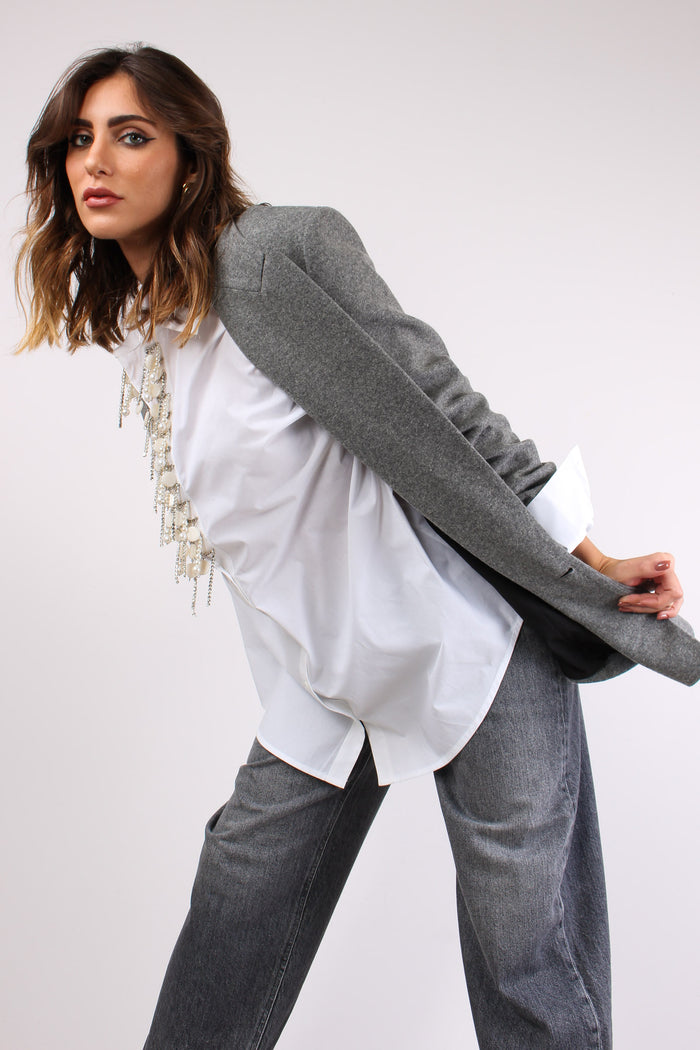 Amora Giacca Doppiopetto Flane Grigio Corvo-6