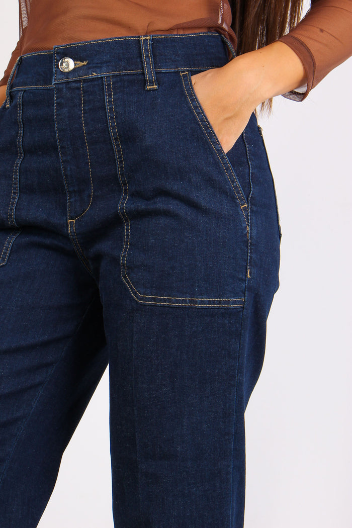 Denim Cropped Risvolto Denim Scuro-6