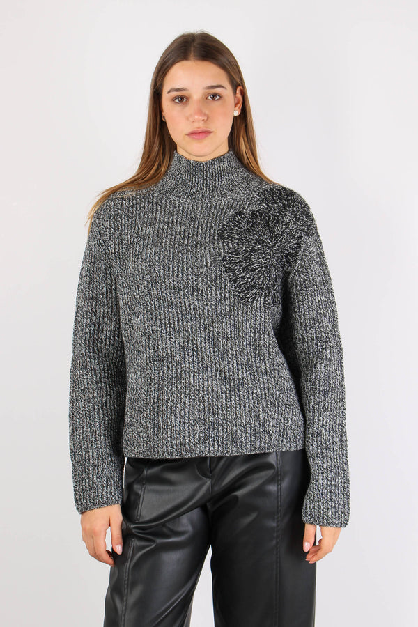 Maglia Collo Alto Nero/star White-2