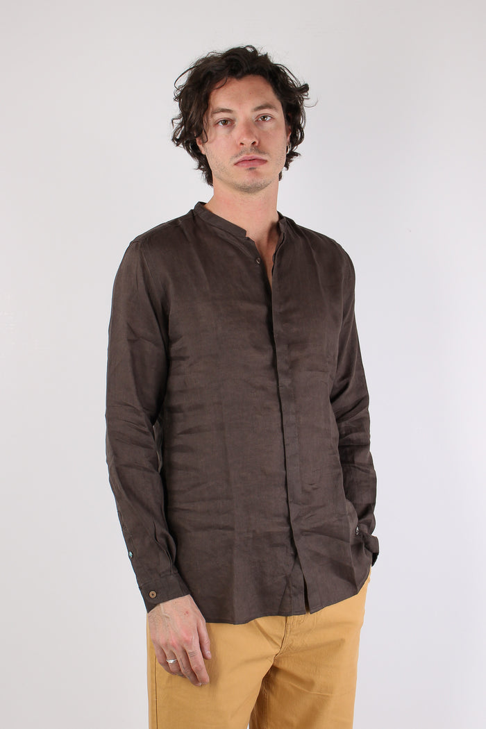 Camicia Coreana Lino Caffe-5
