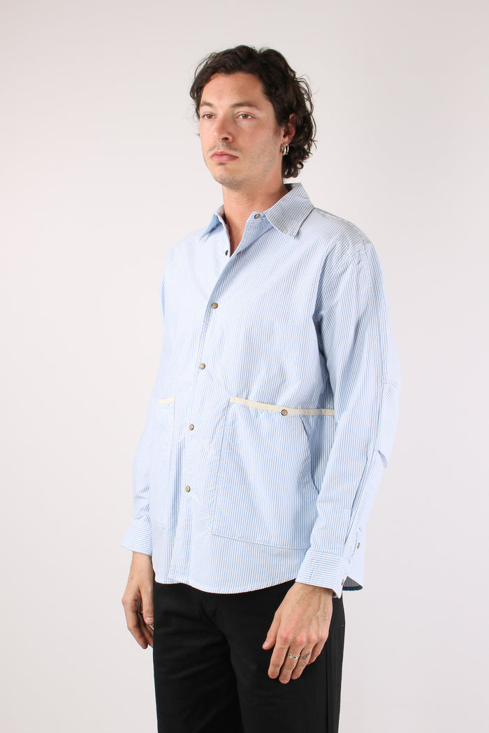 Giacca Camicia Riga Bianco/blu-3