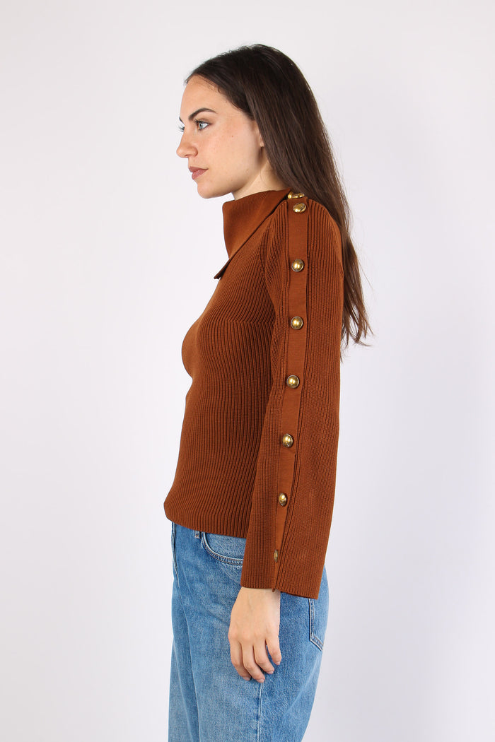 Maglia Bottoni Manica Sigaro-5