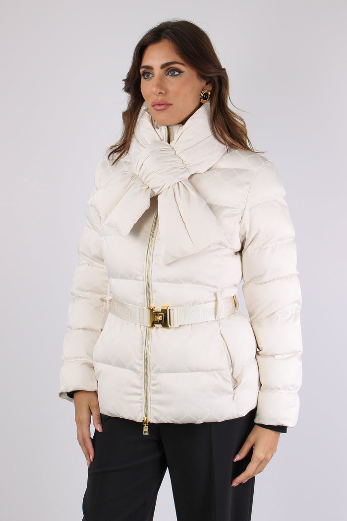 Piumino Logo Fiocco Collo Milk-7