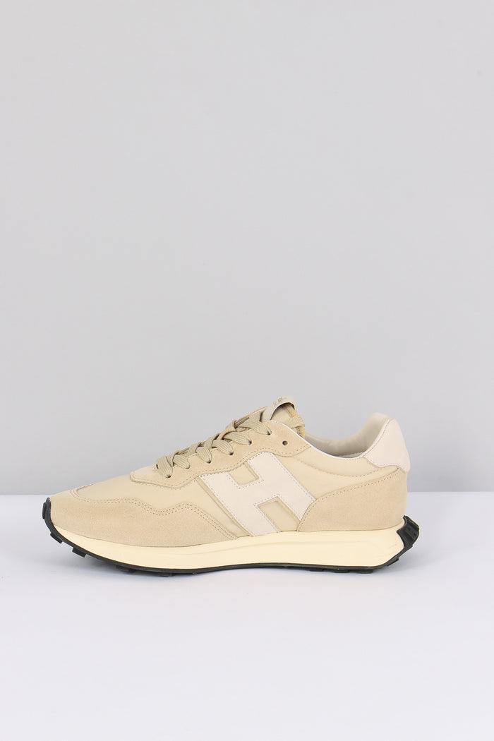 Sneaker Bimateriale Patch Sabbia-5