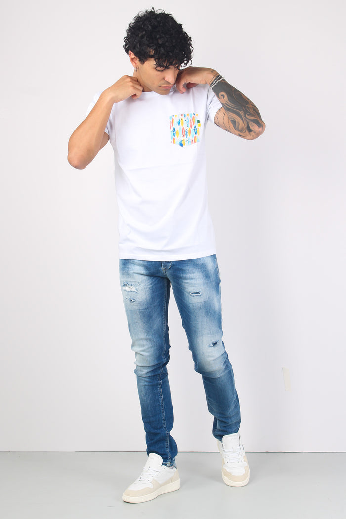 T-shirt Taschino Tavola  Surf Bianco-4