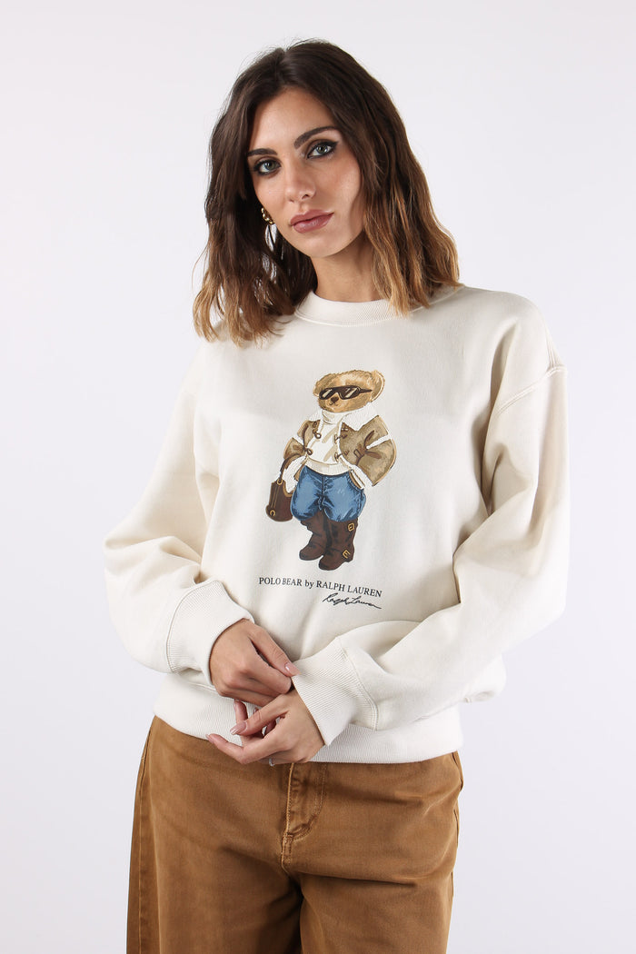 Felpa Stampa Orso Antique Cream-5