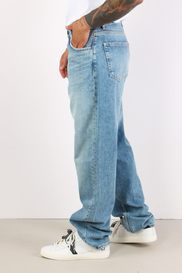 Denim Gamba Larga Vita Bassa Denim Chiaro-5