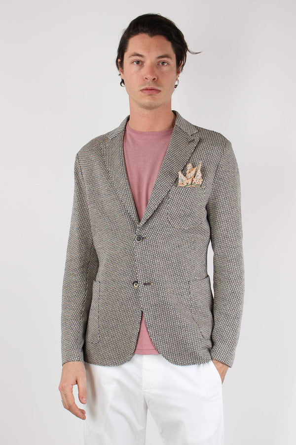 Giacca Jacquard Occhio Pernice Natural/blu-2